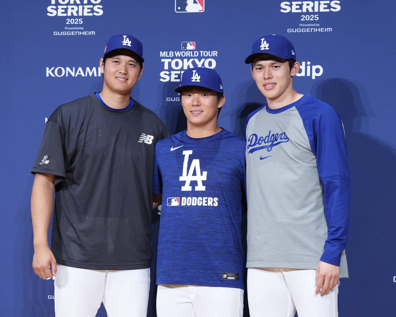 （左から）大谷翔平、山本由伸、佐々木朗希